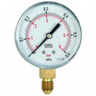 HPA glycerin manometer with M12x1.5 bottom connection; 0-6 bar; NS 63mm